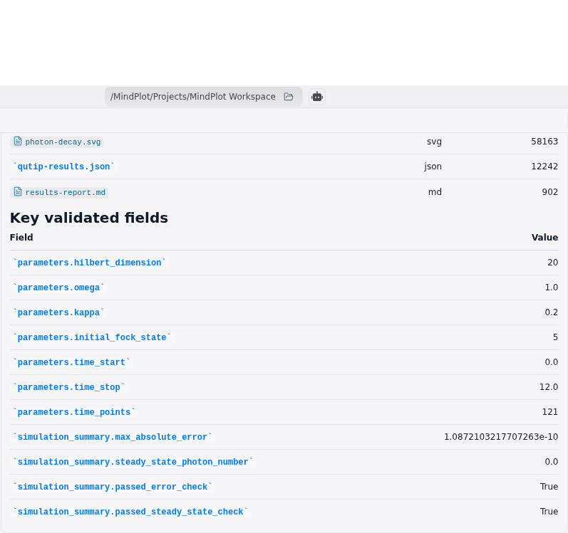 Focused chat report of validated QuTiP outputs